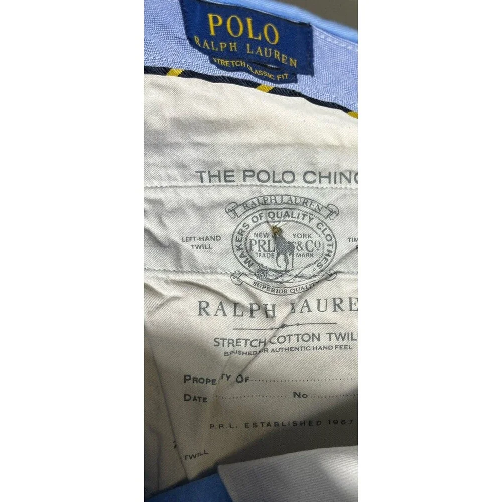 Polo Ralph Lauren Classic Fit Chino Shorts Men 35 Blue Stretch Flat Front Preppy